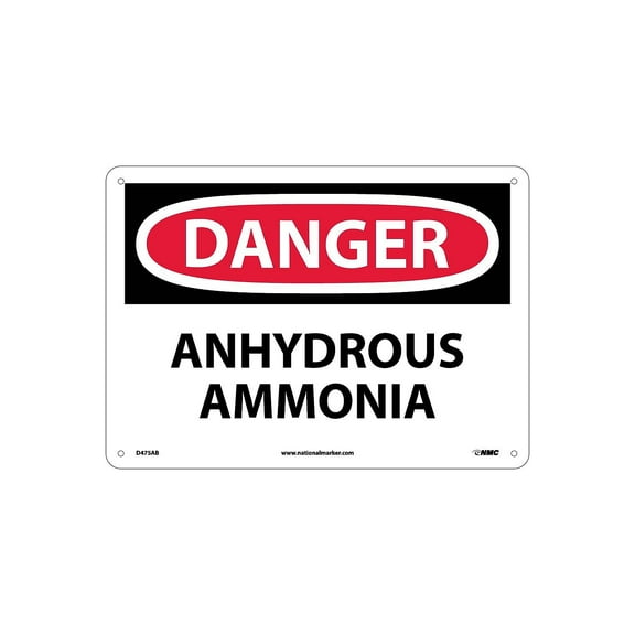 National Marker Danger Signs; Anhydrous Ammonia 10X14 .040 Aluminum D475AB