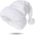 thumbnail image 2 of JULMCOMO Plush Christmas Hat for Women Men Soft Velvet Classic Santa Hat Xmas Holiday Party Costume Headwear White, 2 of 3