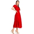 thumbnail image 3 of Sakkas Cotton Crepe Smocked Peasant Gypsy Boho Renaissance Mid Length Dress - A-Red - One Size, 3 of 5