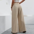 thumbnail image 5 of Olyvenn Stylish Women's Wide Leg Palazzo Pants High Elastic Waist Casual Work Pants Flowy Dress Trousers with Pockets Khaki L, 5 of 5