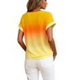 thumbnail image 3 of Wang6 Womens Plus Size Short Sleeve T Shirts Causal Loose Fit Gradient Printed Summer Tops Trendy Crew Neck Tees Shirts Yellow XL, 3 of 6
