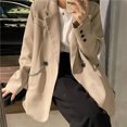 thumbnail image 3 of Blazers de manga larga con cadena de ropa urbana para mujer, moda coreana 2023, abrigos holgados con solapa, blazer elegante de color liso para oficina., 3 of 5