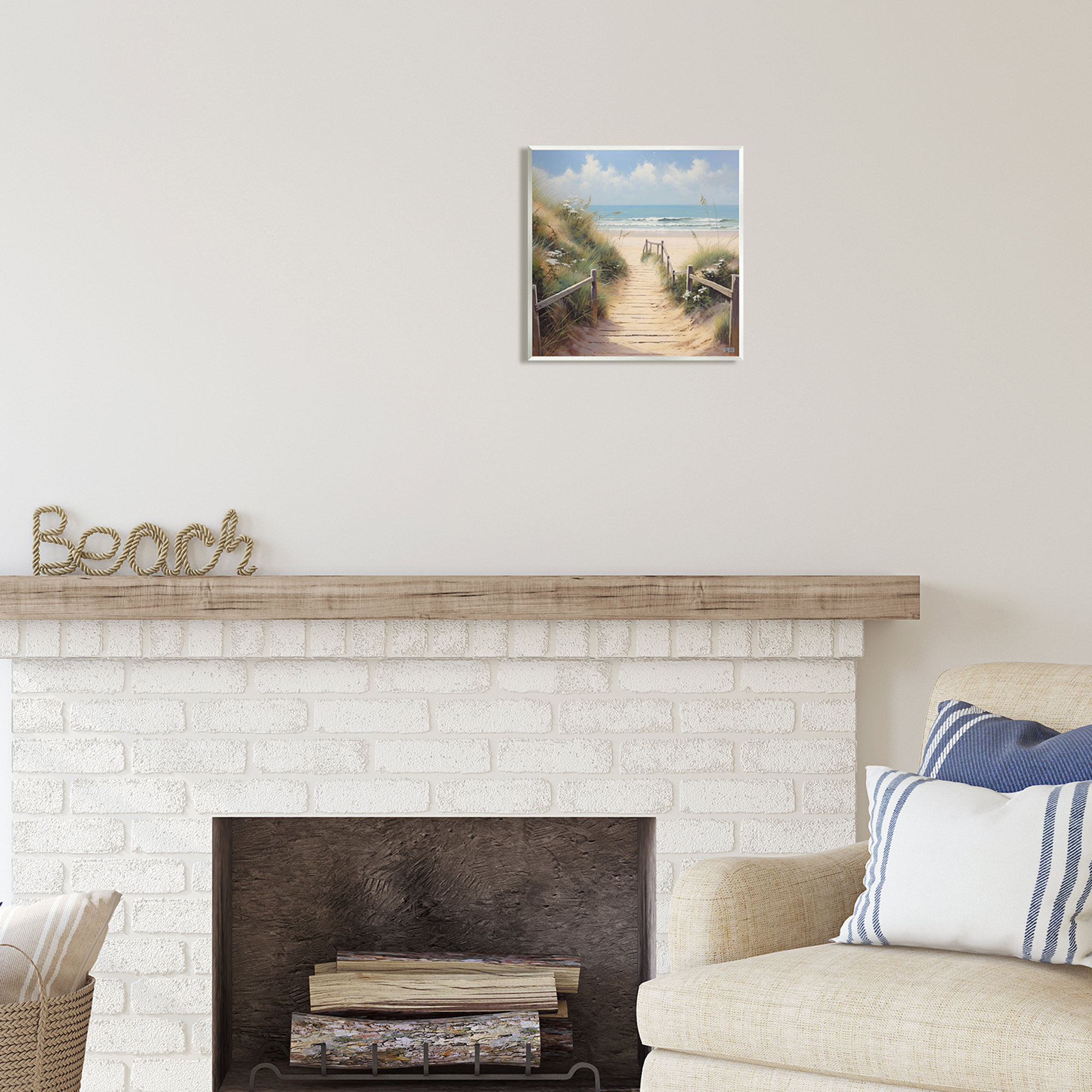 Stupell Industries Sandy Path to Beach Landscape Painting Unframed Art Print Wall Art, 12 x 12