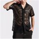 thumbnail image 5 of pstuiky camisetas de hombre, Blusa informal de encaje con botones y manga corta para hombre camisas casuales para hombre l, 5 of 9