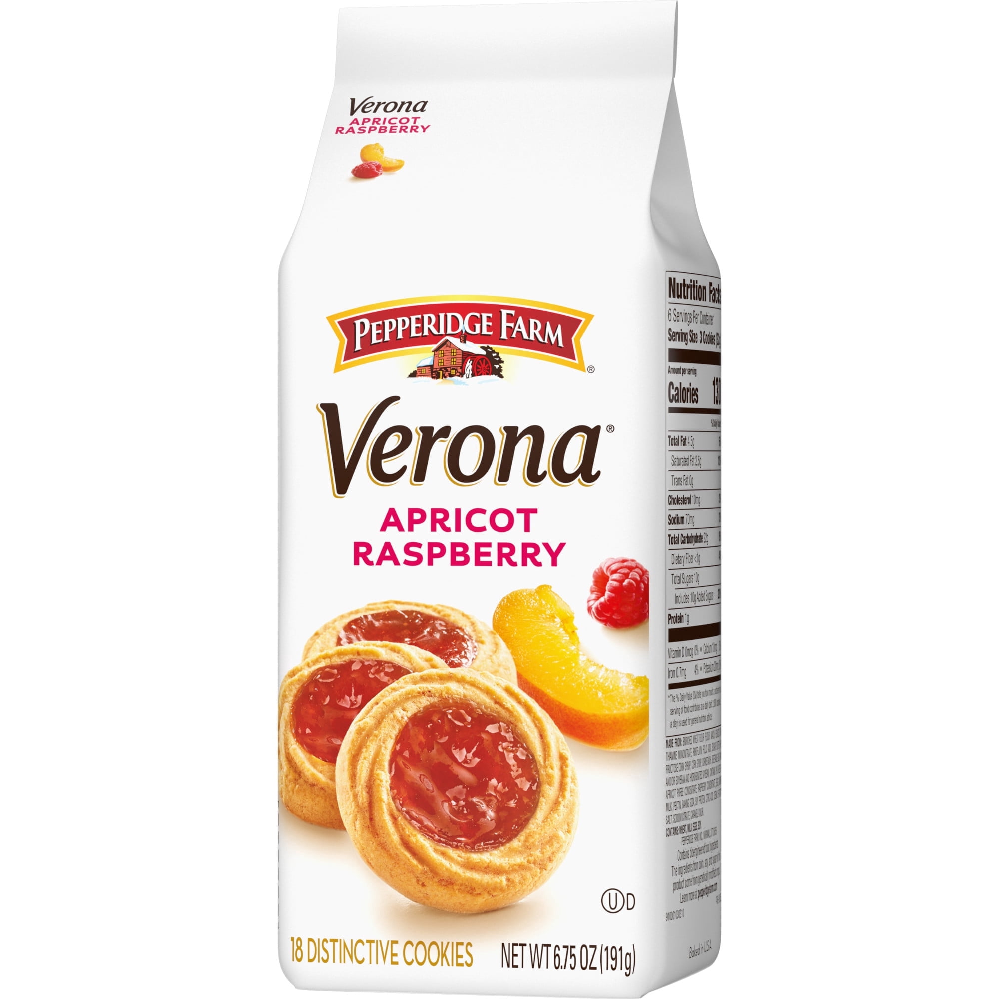 3 Pack Of Pepperidge Farm Verona Apricot Raspberry Thumbprint Cookies, 6.75oz Bag – Buttery Shortbread with Fruit-Filled Centers, Perfect for Snacking, With Olive Green Bowl By ValueNest