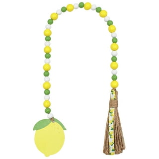 Whaline 135Pcs Lemon Wood Beads Yellow Green White Round Lemon Truck Shape  Craft Beads with Holes Summer Farmhouse Fruit Wooden Beads for Lemonade