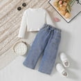 thumbnail image 4 of HCNTES Baby Girl Winter Clothes Toddler Girls Clothes 2T 3T 4T 5T 6T Ribbed Baby Kids Girl Denim Outfits Long Sleeve Tops Love Hearts Jeans Pant, 4 of 9