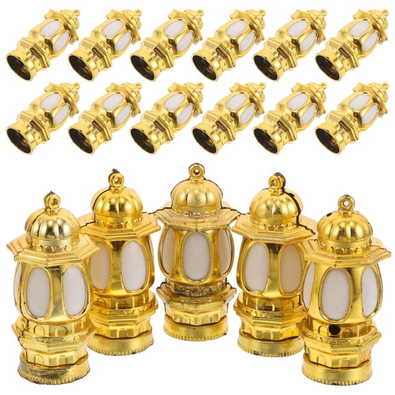 LOLIPPYY 20Pcs Miniature Camping Lanterns Plastic Golden for Home Beautification and Parties
