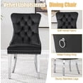 thumbnail image 4 of 7-Piece 70" Glass Dining Table Set, Tempered Glass Top with OC Shape Frame & Stainless Steel Base, 6 Velvet Chairs with Stainless Steel Legs, 4 of 7