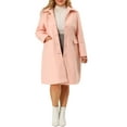 thumbnail image 2 of Agnes Orinda Women's Plus Size Coats Peter Pan Collar Single Breasted Trench Winter Peacoat With Pockets 2X Pink, 2 of 8