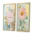 thumbnail image 3 of Designart "Pink Daisy Vintage Collage Nostalgia I" Daisy Framed Wall Art Set Of 2 - Traditional Pink Gallery Wall Frame Set For Home Decor, 3 of 6