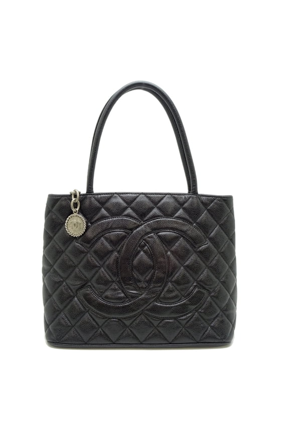 Pre-Owned Chanel Reissue Tote Women's Handbag A01804 Caviar Leather Black (Fair)