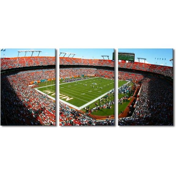 3 Panel Denver Canvas Wall Art American Soccer Prints Sports Artwork Wall Decor Stadium Picture Canvas Art for Bedroom Living Room Broncos Stadium Paintings Posters Framed Ready to Hang (42"Wx20"H)