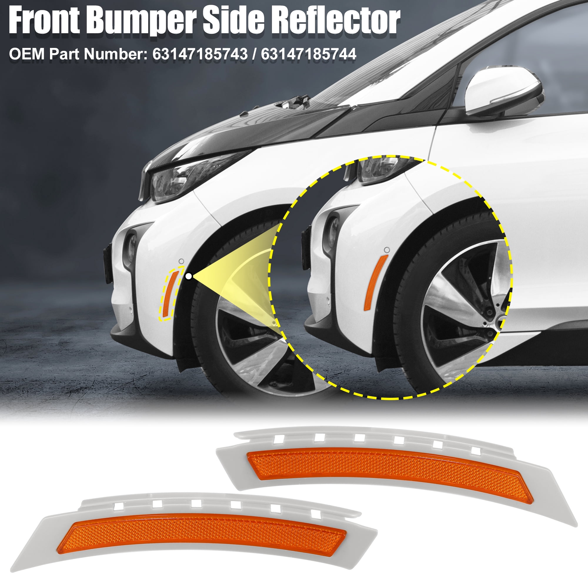 Unique Bargains Front Bumper Reflector Side Marker for BMW 5 Series 2008-2010 Yellow