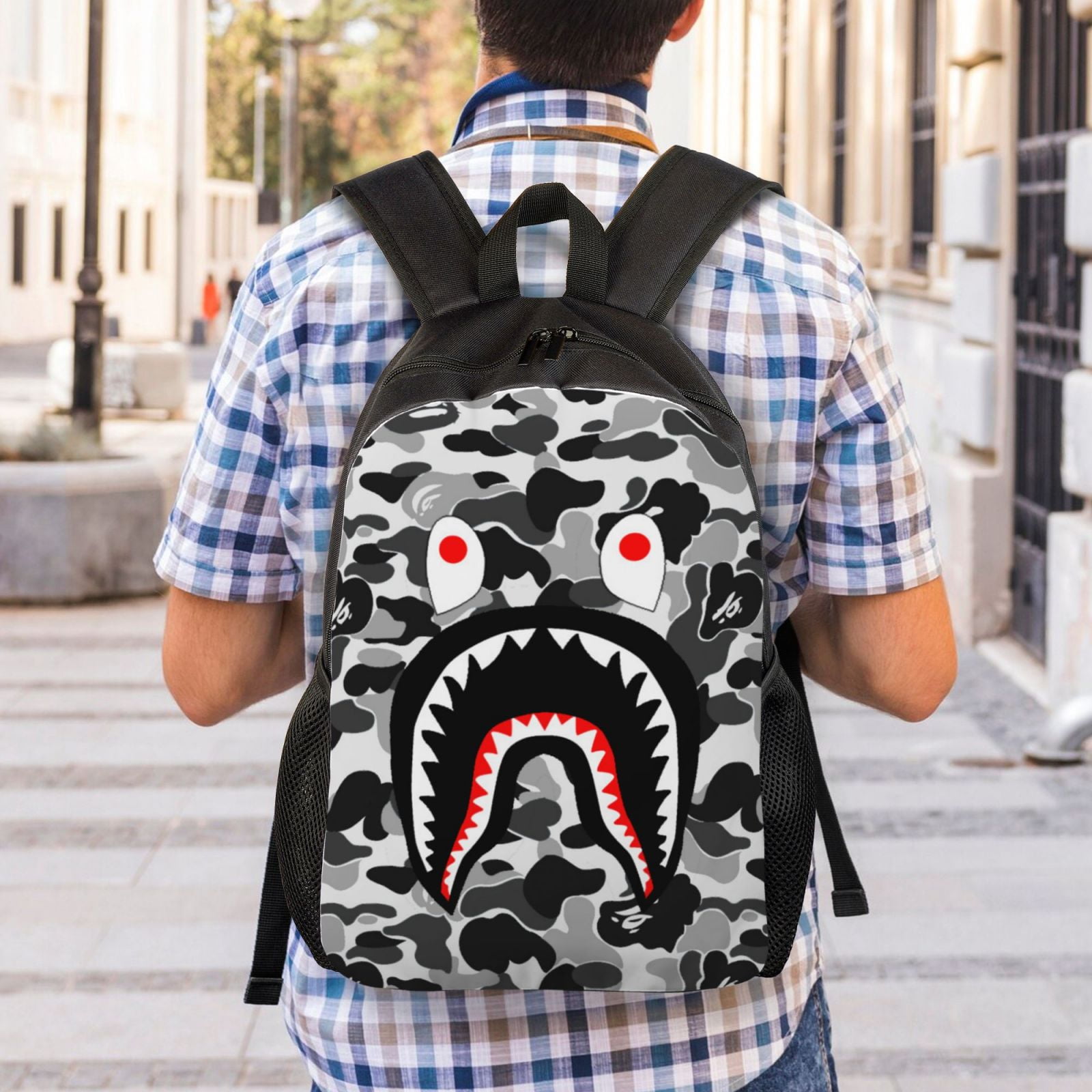 Bape Camo Backpack Bape Shark Bags Unisex Bape Shark Camo