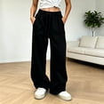 thumbnail image 2 of LIaqionyy Sweatpants for Girls Wide Leg Baggy Casual Drawstring Elastic Waist Casual Joggers Pants with Pockets, 2 of 6