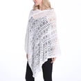 thumbnail image 5 of Summer Clearance Sale! Pitauce Cover Up for Women Solid Color Hollow Out V Neck Crochet Poncho Knitting Cape Asymmetric Hem Shawl Versatile Wrap Tops, 5 of 7