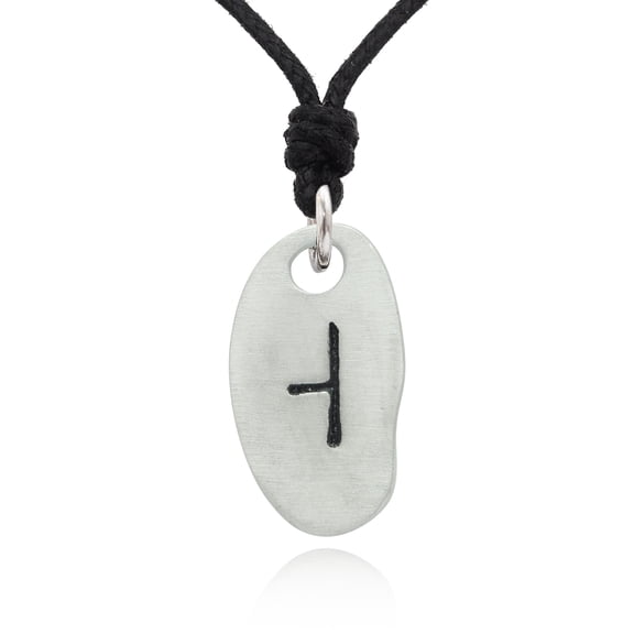 Uath Huath Hawthorn Whitethorn "H" Letter Celtic Ogham Alphabet Silver Pewter Charm Necklace Pendant Jewelry With Cotton Cord