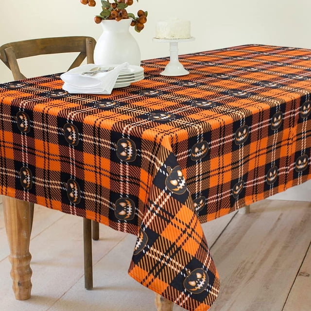 Halloween Tablecloth, Halloween Table Cloth Waterproof, Halloween Kitchen Table Decor for Dining Holiday Party 60x84 Inch Rectangle