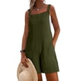 thumbnail image 2 of TAGOLD Womens Short Jumpsuit Solid Color Sleeveless Cropped Length Summer Casual Romper, 2 of 5