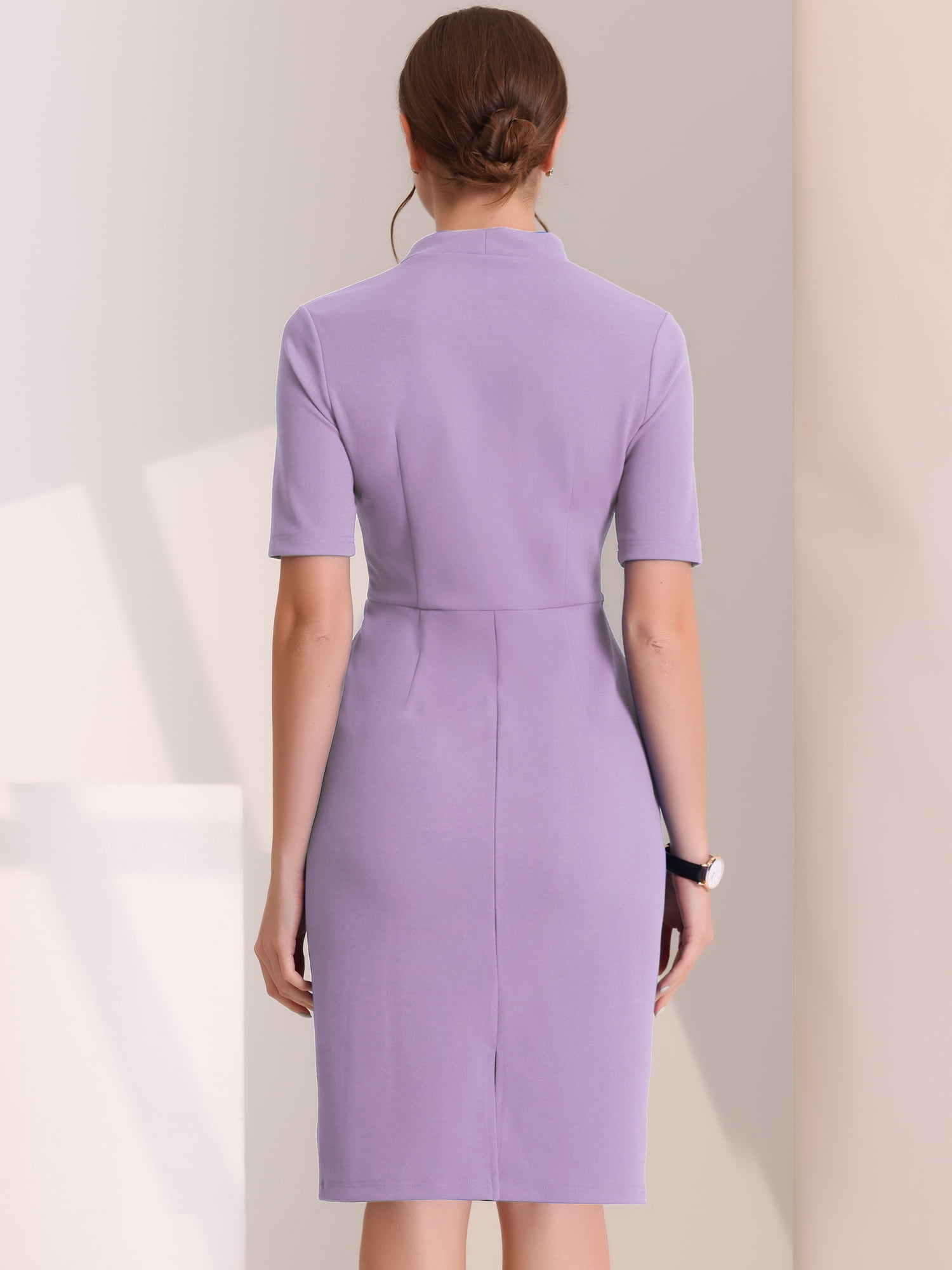 DARING DIVA Women's Short Sleeve Business Office Pencil Dress XS Violet