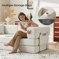 thumbnail image 6 of 79" Convertible Sofa Bed ,CARZZI LIFE Compressed Floor Boneless Couch Modular Corduroy Sleeper Sofa, Folding Mattress Couch for Small Spaces - No Assembly Needed in Beige with Storge, 6 of 13