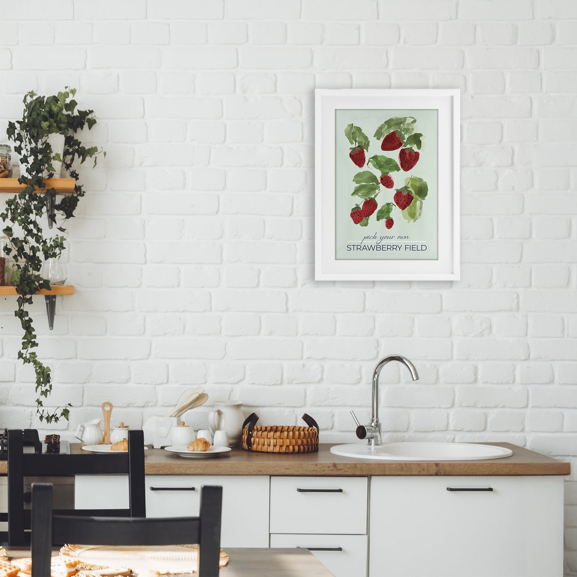 Stupell Industries Strawberry Field Pick Your Own White Framed Print Under Glass, design by Lucille Price