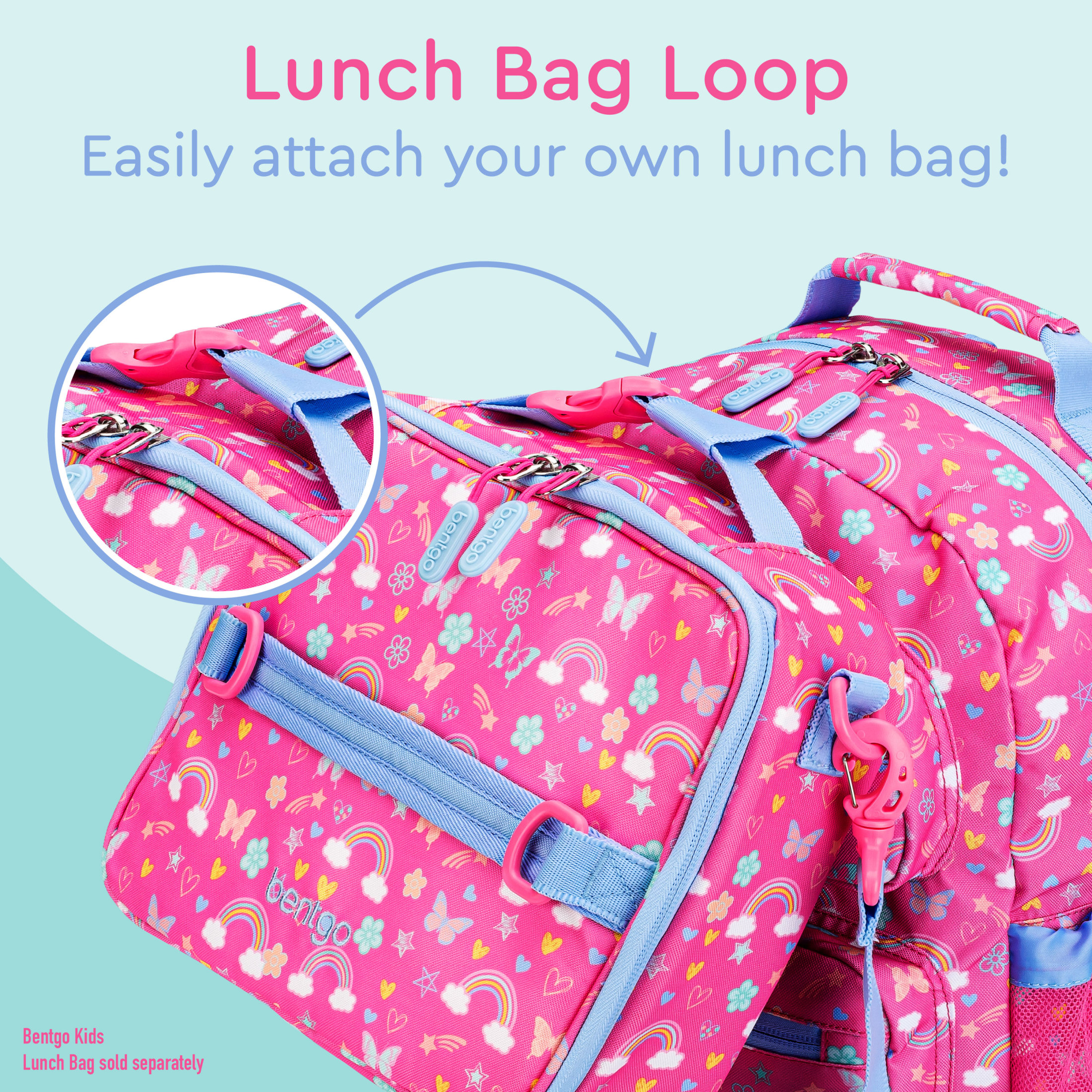 Mochila para niños - Mochila ligera de 14" con estampados únicos para escuela, viajes y guardería - Interior amplio, tela duradera y resistente al agua, y presilla para lonchera (Arcoíris) 5