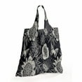thumbnail image 2 of Floral Portable Fabric Shopping Tote, Monochrome Classic Vintage Sunflower Peony Bird Butterfly Motifs Pattern, Everyday Use Foldable and Study Grocery Market Bag, Dark Grey Off White, by Ambesonne, 2 of 4