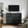 thumbnail image 3 of LINSY HOME Dresser for Bedroom, Long Dresser with 7 Drawers and Antique Handles, Chest of Drawers for Living Room, Entryway and Hallway, Black, 3 of 7