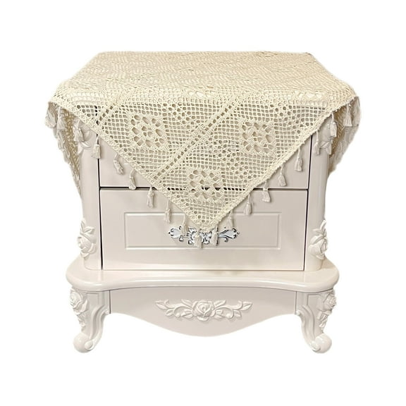 Cotton square Crochet Tablecloth ,farmhouse tablecloth ,nightstand cover, bedside tablecloth ,Small Table Decoration for flower pot table,Beige tablecloth