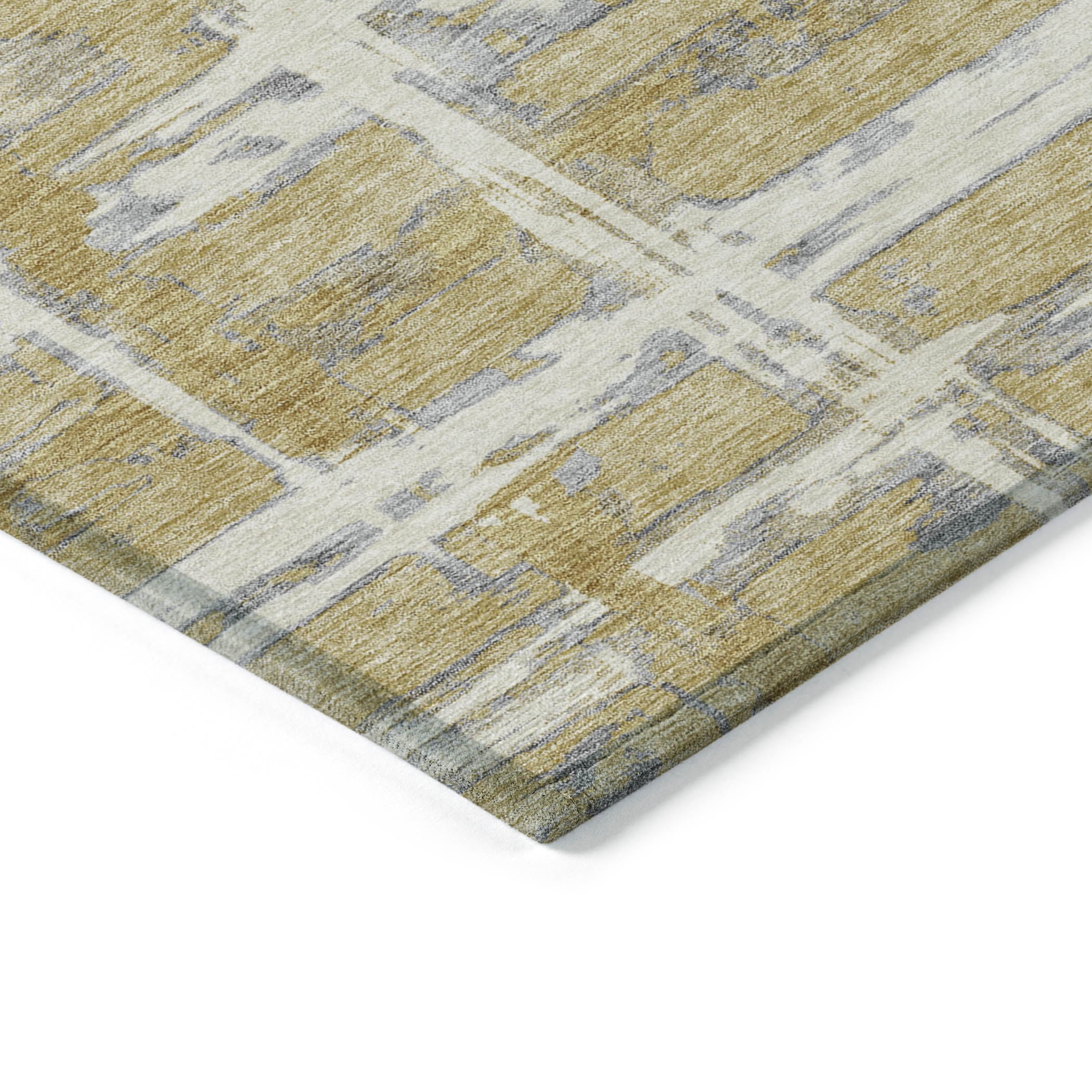 Addison Rugs Chantille Indoor/Outdoor Transitional Stripes Gold Washable Rectangle Rug, 8' x 10'