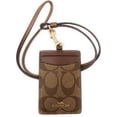 thumbnail image 3 of Coach Women's ID Lanyard Card Case In Signature Canvas Leather (Khaki / Saddle), 3 of 3