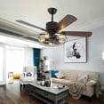thumbnail image 4 of 52" LED Ceiling Fan with Light 5 Reversible Wood Brown Blades + Remote Control Without Bulb, 4 of 12