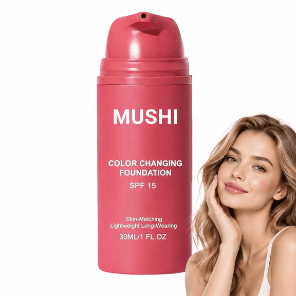 Mushi Color Changing Foundation, Color Changing Foundation for Mature Skin, Korean Foundation Makeup, Lightweight Buildable Coverage