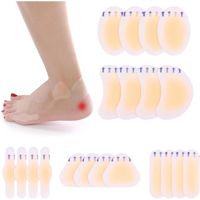 Parches para ampollas en los pies, 20 piezas, parches invisibles para prevenir ampollas, parches hidrocoloides para la prevención y recuperación de ampollas en los dedos de las manos, los pies y el a