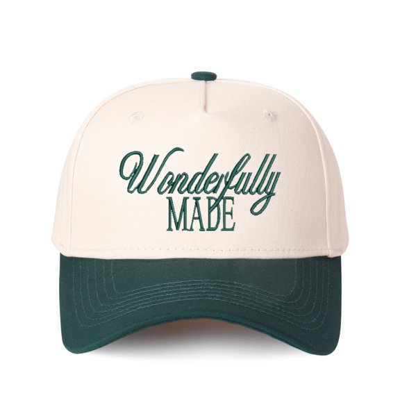 Vergiac Wonderfully MADE Letter Embroidered Color Block Trucker Hat, Unisex Adjustable Cotton Breathable Fashion Cap for Travel Daily Outdoor Wear