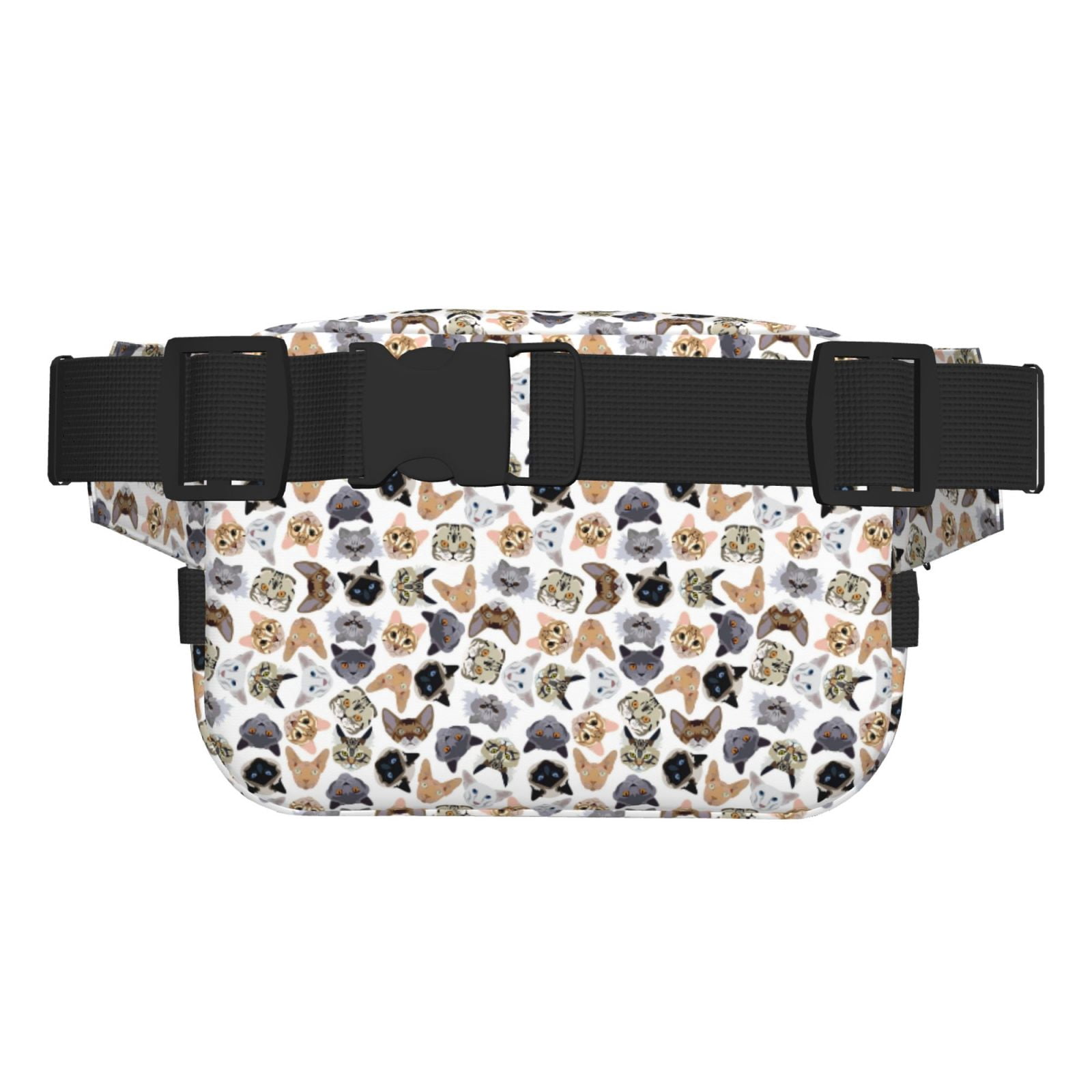 Picia Cute Cats Print Square Double-Layer Waist Bag Mini Adjustable Waist Belt Bag Exercise Running Travel Hiking