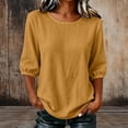 thumbnail image 2 of BLVB Half Sleeve Womens Tops Dressy Casual Blouses Crew Neck T Shirts Tops Spring Fall Outfits Loose Fit, 2 of 7