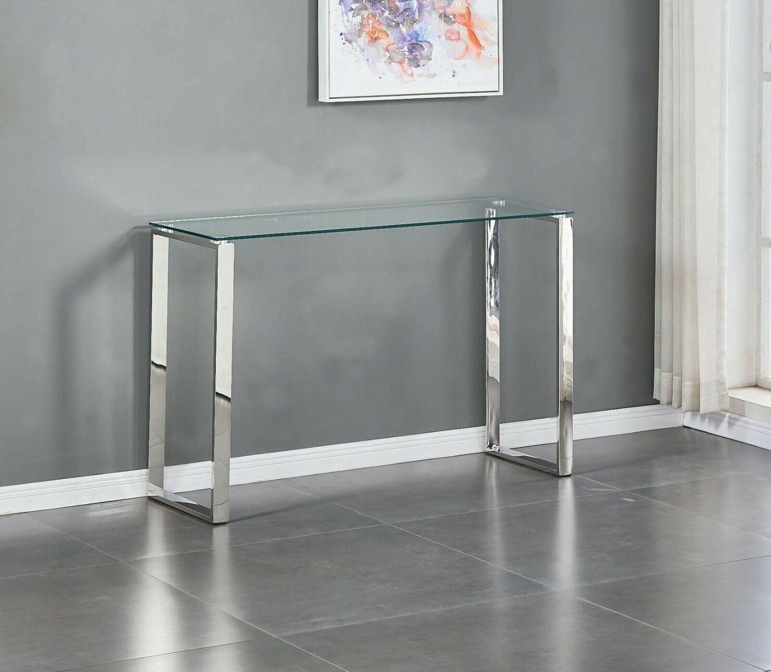 Gen Glass Console Table with Chrome Stainless Steel Legs 30x30x8in
