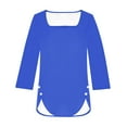 thumbnail image 4 of Timegard Womens Tops Square Neck Button Long Sleeve Solid Color Blouses Casual Comfy Loose Tee Tops, 4 of 5