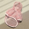 thumbnail image 2 of Pink L Size Pet Hooded Vest, Dog Cat Apparel for Spring Summer - Mesh Fabric, Striped Pattern, Hooded Design, Breathable, Lightweight & Skin-Friendly - for Small Medium Dogs Cats, Daily Wear, Outdoor, 2 of 6