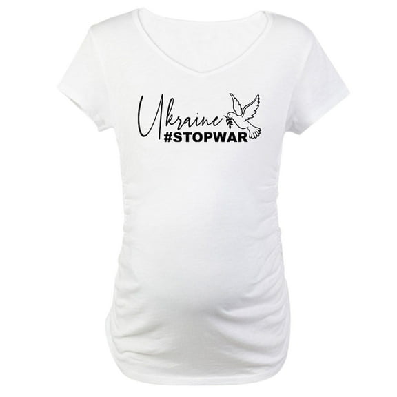 CafePress - Ukraine #Stopwar Maternity T Shirt - Cotton Maternity T-shirt, Cute & Funny Pregnancy Tee