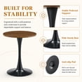 thumbnail image 5 of Miniyam 23.6” Round Dining Table, Small Pedestal Tulip Style Table for 2–4 People, Wooden Top with Metal Base, Dark Walnut, 5 of 7