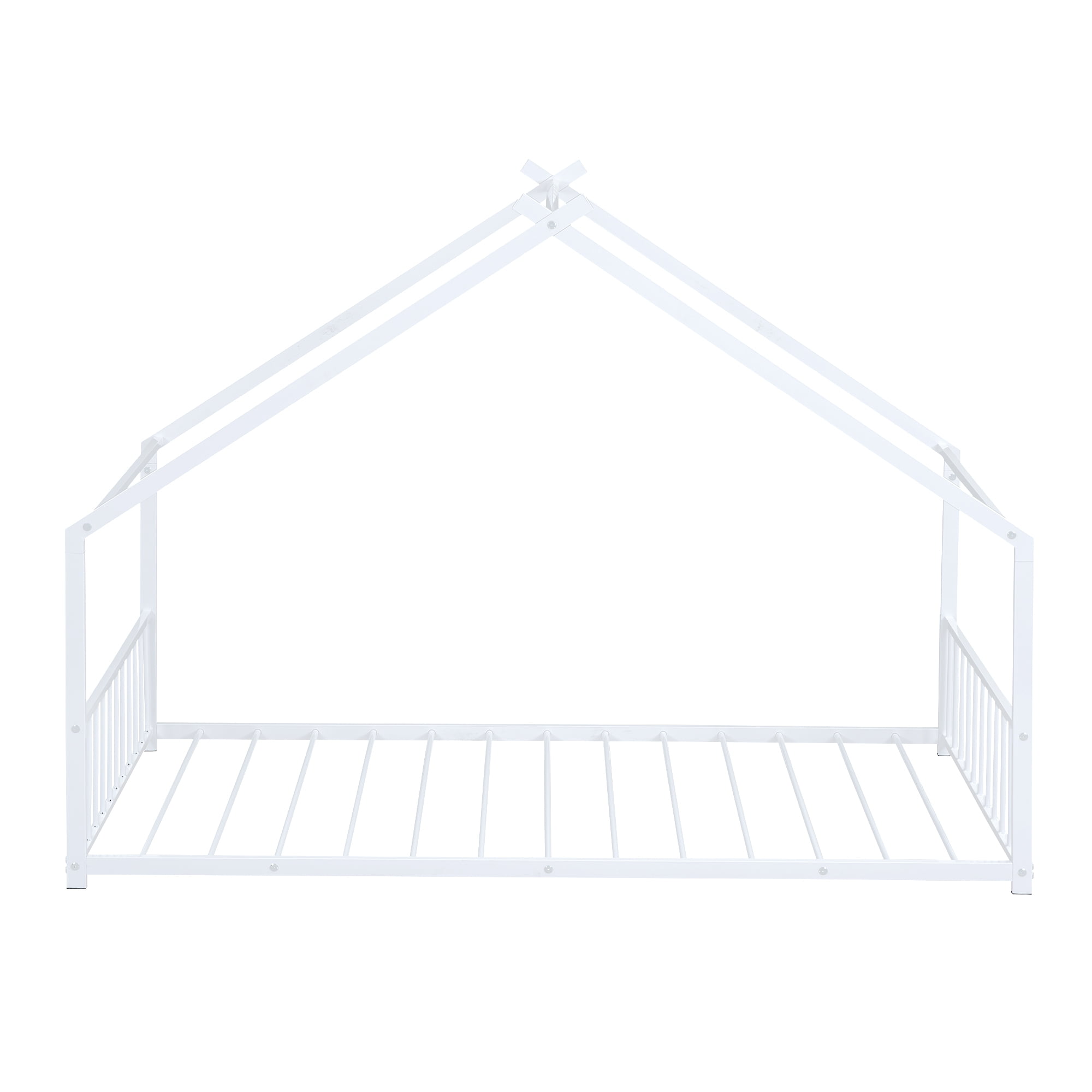 Harper & Bright Designs Twin Size Metal House Bed, White