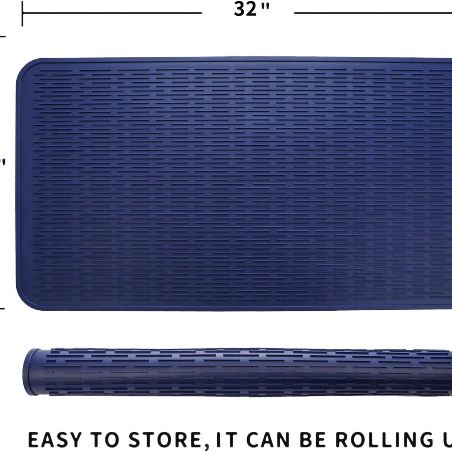 Silicone Dish Drying Mat for Multiple Usage,Easy clean,-friendly,Heat-resistant Silicone Mat for Kitchen Counter or Sink,Refrigerator or Drawer Liner Navy Blue 4XL 32 inches x 18 inches