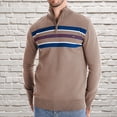 thumbnail image 2 of GigrtiJin Pull à Quart de Zip pour Hommes Manches Longues Col Montant Pull Rayé Mode Décontracté Confortable, 2 of 5
