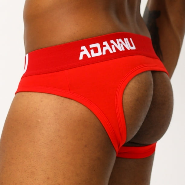nsendm Mens Underpants Adult Male Underpants Mens Underwear No Sweat Men's  Thong Showing Buttock PP Erotic Underwear U Sexy Mens Linen Underwear(Red,XL)  