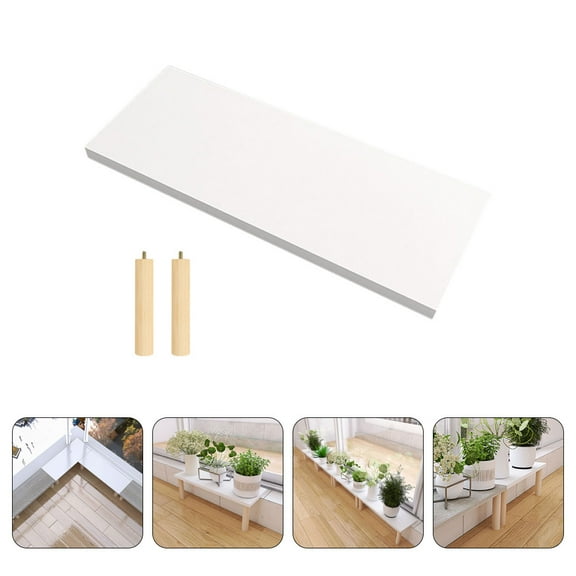 Yardwe White Wood Plant Display Rack 1 Set Balcony Flower Pot Stand with Smooth Edges for Indoor Outdoor Garden