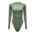 thumbnail image 4 of Tittly T Shirts for Women Basic Tees Long Sleeve Bodysuit For Women Round Neck Casual Basic Stretchy Body Suits Tops Tshirts Shirts Long Sleeve Shirts for Women Green L, 4 of 9